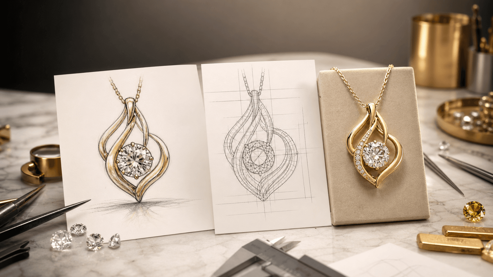 AI concept to real jewelry workflow